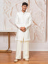 Cream Zari Work Indo Western Set with Wide Leg Pants