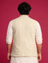 Men Cream Geometric Zari Work Regular Nehru Jacket