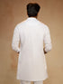 Men White Solid Plain Thigh Length Straight Kurta
