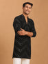 Men Black Geometric Sequin Work Thigh Length Kurta