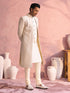 Cream Jacquard Self Design Indo Western Set with Churidar