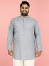 Men Grey Geometric Plain Thigh Length Kurta