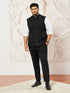 Men Black Abstract Self-Design Regular Nehru Jacket