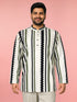 Men Off-White Geometric Plain Regular Length Kurta