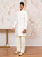 Cream Zari Work Indo Western Set with Wide Leg Pants