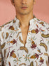 Men Off-White Floral Plain Thigh Length Kurta