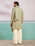 Men Sage Geometric Thread Work Indo Western Set with Pants