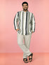 Men Off-White Geometric Plain Regular Length Kurta