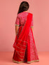 vastramayGirls Ethnic Cotton Cambric Red Bandhani Printed Lehenga Choli Set with Organza Dupatta