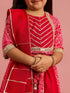 vastramayGirls Ethnic Cotton Cambric Red Bandhani Printed Lehenga Choli Set with Organza Dupatta