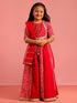 vastramayGirls Ethnic Cotton Cambric Red Bandhani Printed Lehenga Choli Set with Organza Dupatta