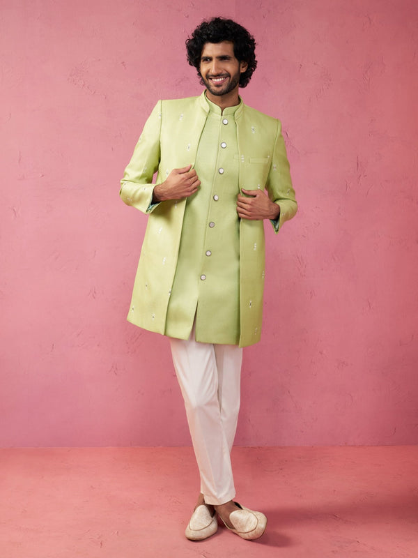 vastramayMen Embroidered Indo - Western Coat with Pyjama Set