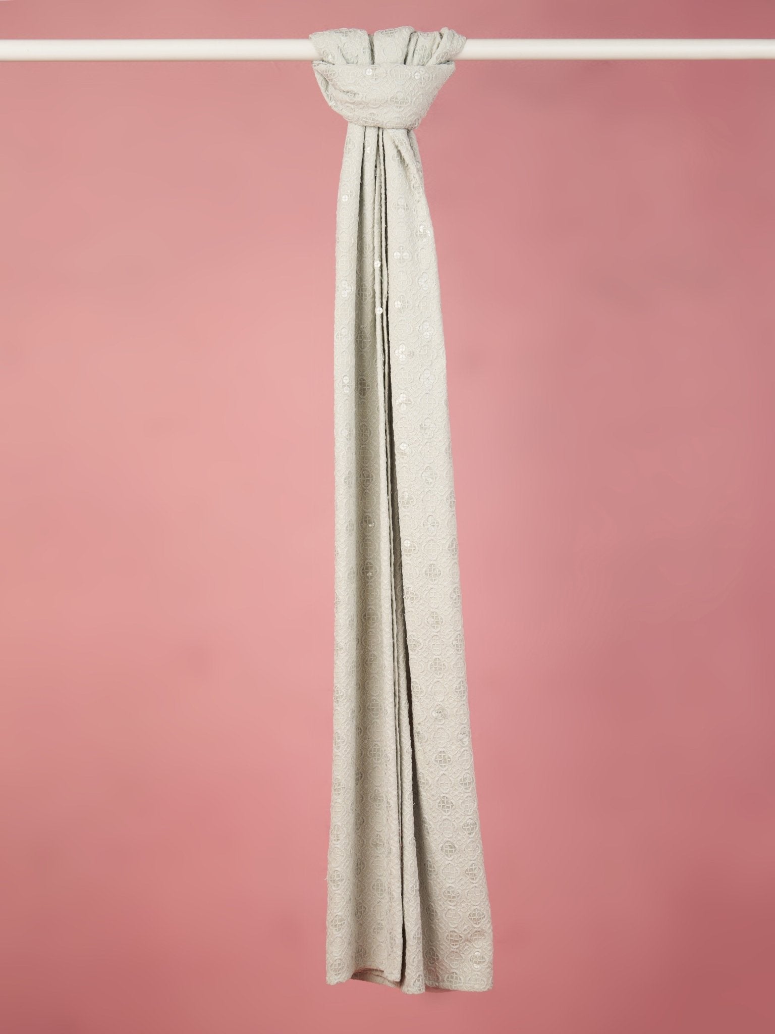 vastramayMen Grey Silk Blend Embroidered Dupatta