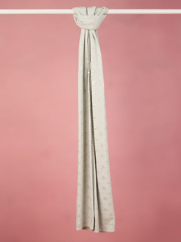 vastramayMen Grey Silk Blend Embroidered Dupatta