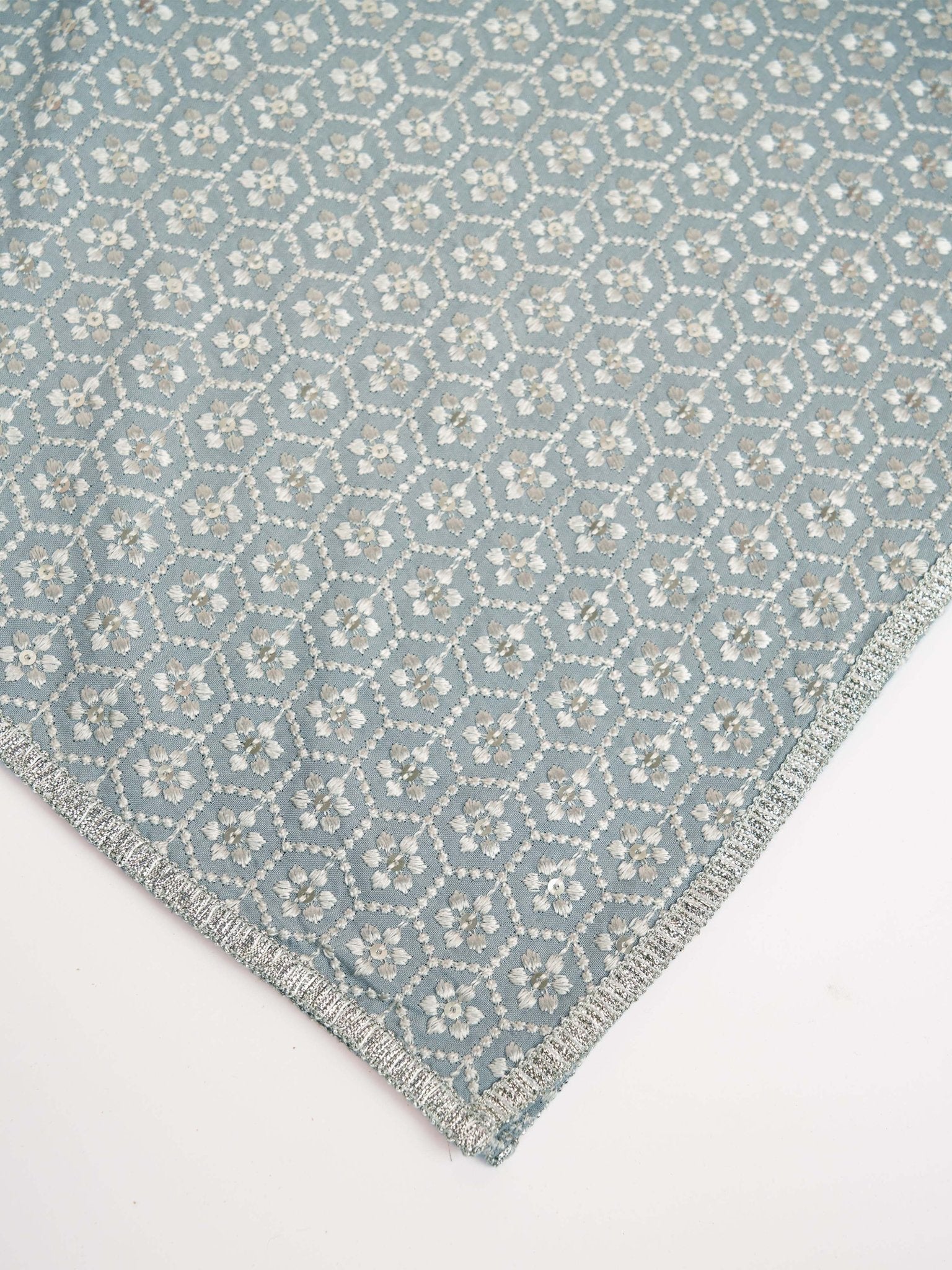 vastramayMen Grey Silk Blend Embroidered Dupatta