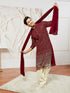 vastramayMen Maroon Georgette Sequin Embroidered Dupatta