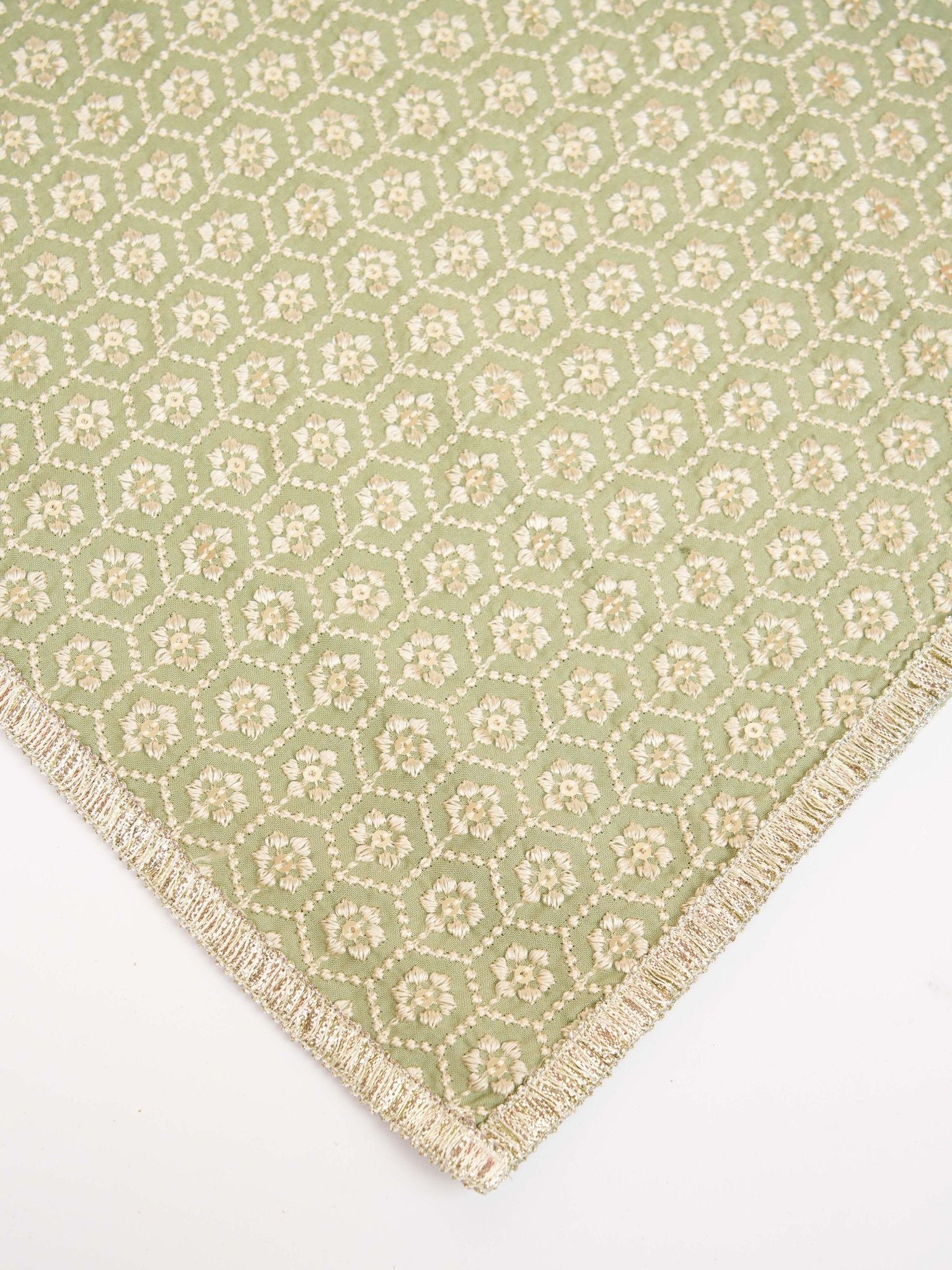 vastramayMen Pista Green Silk Blend Embroidered Dupatta