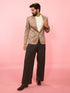 vastramayMen's Beige Velvet Paisley Digital Print Notch Collar Wedding Blazer