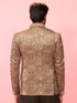 vastramayMen's Beige Velvet Paisley Digital Print Notch Collar Wedding Blazer