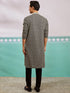 vastramayMen's Black Chikankari Embroidered Rayon Kurta with Fine Satin Pyjama Set