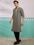 vastramayMen's Black Chikankari Embroidered Rayon Kurta with Fine Satin Pyjama Set