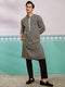 vastramayMen's Black Chikankari Embroidered Rayon Kurta with Fine Satin Pyjama Set