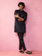 vastramayMen's Black Fine Satin Kurta Set with Matching Pant