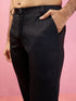 vastramayMen's Black Fine Satin Kurta Set with Matching Pant
