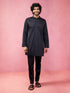 vastramayMen's Black Fine Satin Kurta Set with Matching Pant