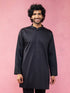vastramayMen's Black Fine Satin Kurta