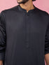 vastramayMen's Black Fine Satin Kurta