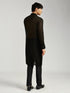 vastramayMen's Black Jacquard Kurta with Satin Pyjama and Embroidered Georgette Dupatta