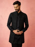 vastramayMen's Black Maharaja Jacquard Nehru Jacket