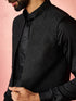 vastramayMen's Black Maharaja Jacquard Nehru Jacket