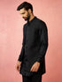 vastramayMen's Black Maharaja Jacquard Nehru Jacket