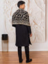 vastramayMen's Black Sequin Sherwani Set with Kurta Pyjama & Embroidered Velvet Dupatta