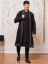 vastramayMen's Black Silk Blend Kurta Pyjama Dupatta Set