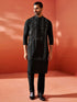 vastramayMen's Black Silk Blend Kurta Pyjama Set