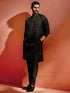 vastramayMen's Black Silk Blend Kurta Pyjama Set