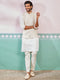 vastramayMen's Cream Kurta Pyjama Set with Off White Embroidered Nehru Jacket