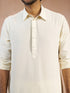 vastramayMen's Cream Solid Silk Blend Pathani Kurta with Patiala Pyjama Set