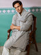 vastramayMen's Grey Chikankari Rayon Kurta with Cream Pyjama & Grey Embroidered Dupatta