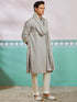 vastramayMen's Grey Chikankari Rayon Kurta with Cream Pyjama & Grey Embroidered Dupatta