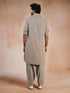vastramayMen's Grey Solid Silk Blend Pathani Kurta with Patiala Pyjama Set