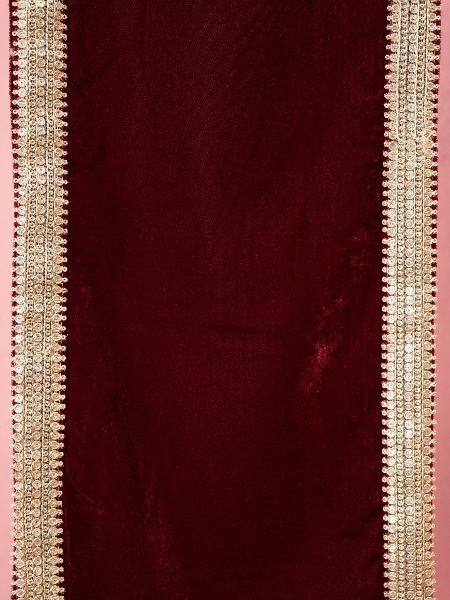 vastramayMen's Maroon Solid Velvet Kurta with Tassel Dupatta
