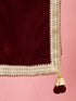 vastramayMen's Maroon Solid Velvet Kurta with Tassel Dupatta