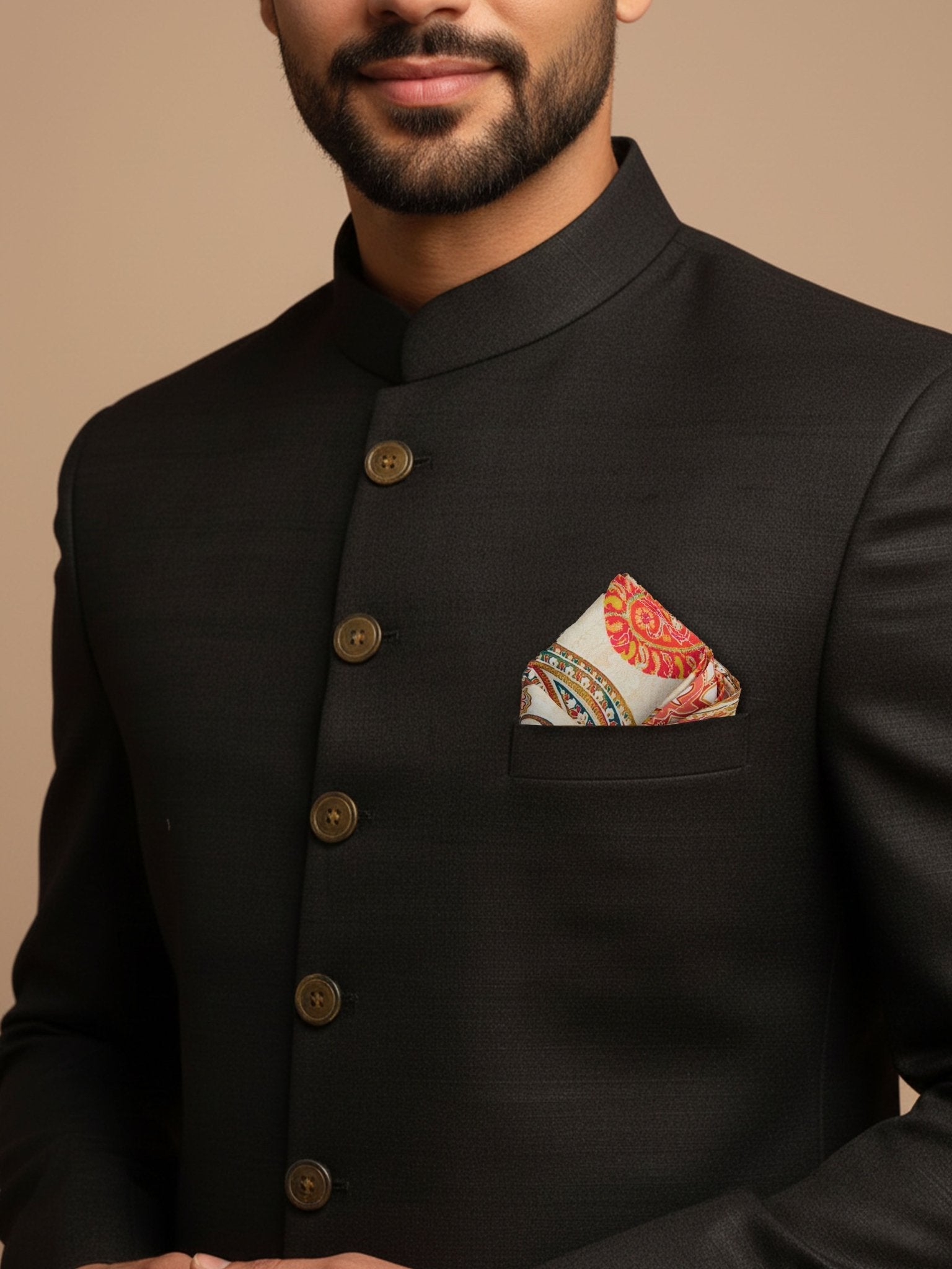 Men's Multicolour Printed Silk Pocket Square