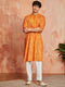 vastramayMen's Mustard Foil Bandhani Digital Print Rayon Kurta with Cream Viscose Pyjama