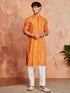 vastramayMen's Mustard Foil Bandhani Digital Print Rayon Kurta with Cream Viscose Pyjama