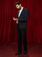 vastramayMen's Navy Blue Embossed Bafta Blazer & Black Straight Pant Co - ord Set